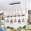 Ripoll Pendelleuchte Glas 15 cm Naturfarben, Schwarz, 5-flammig