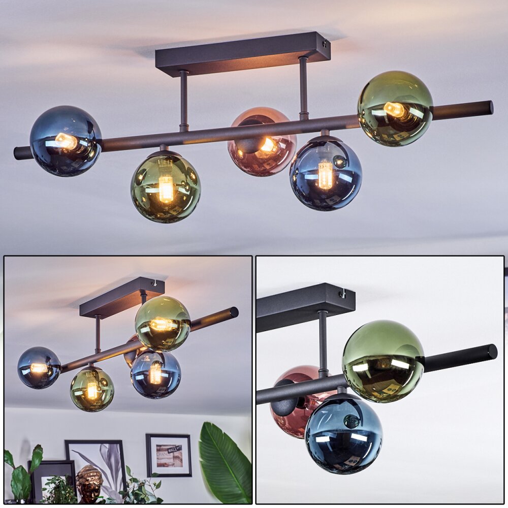 Chehalis Deckenleuchte Glas 10 cm Blau, Grün, Kupferfarben, 5-flammig main product photo