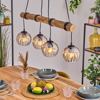 Koyoto Pendelleuchte Glas 15 cm Naturfarben, Schwarz, 4-flammig Koyoto Pendelleuchte Glas 15 cm Naturfarben, Schwarz, 4-flammig