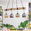 Ripoll Pendelleuchte Glas 15 cm Naturfarben, Schwarz, 4-flammig