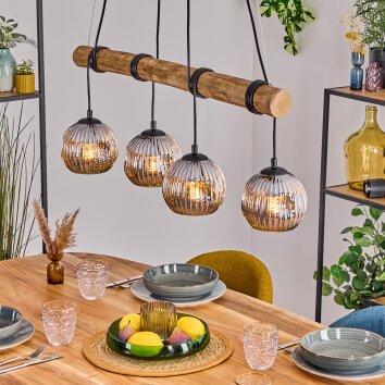 Ripoll Pendelleuchte Glas 15 cm Naturfarben, Schwarz, 4-flammig Ripoll Pendelleuchte Glas 15 cm Naturfarben, Schwarz, 4-flammig