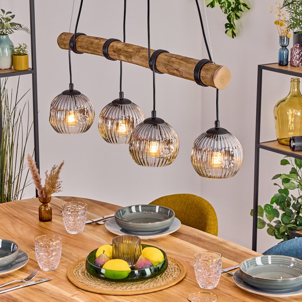 Ripoll Pendelleuchte Glas 15 cm Naturfarben, Schwarz, 4-flammig main product photo