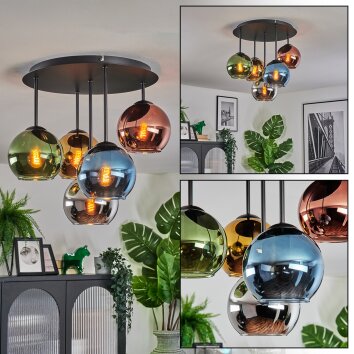 Koyoto Deckenleuchte Glas 15 cm Blau, Chrom, Gold, Grün, Kupferfarben, Rauchfarben, 5-flammig