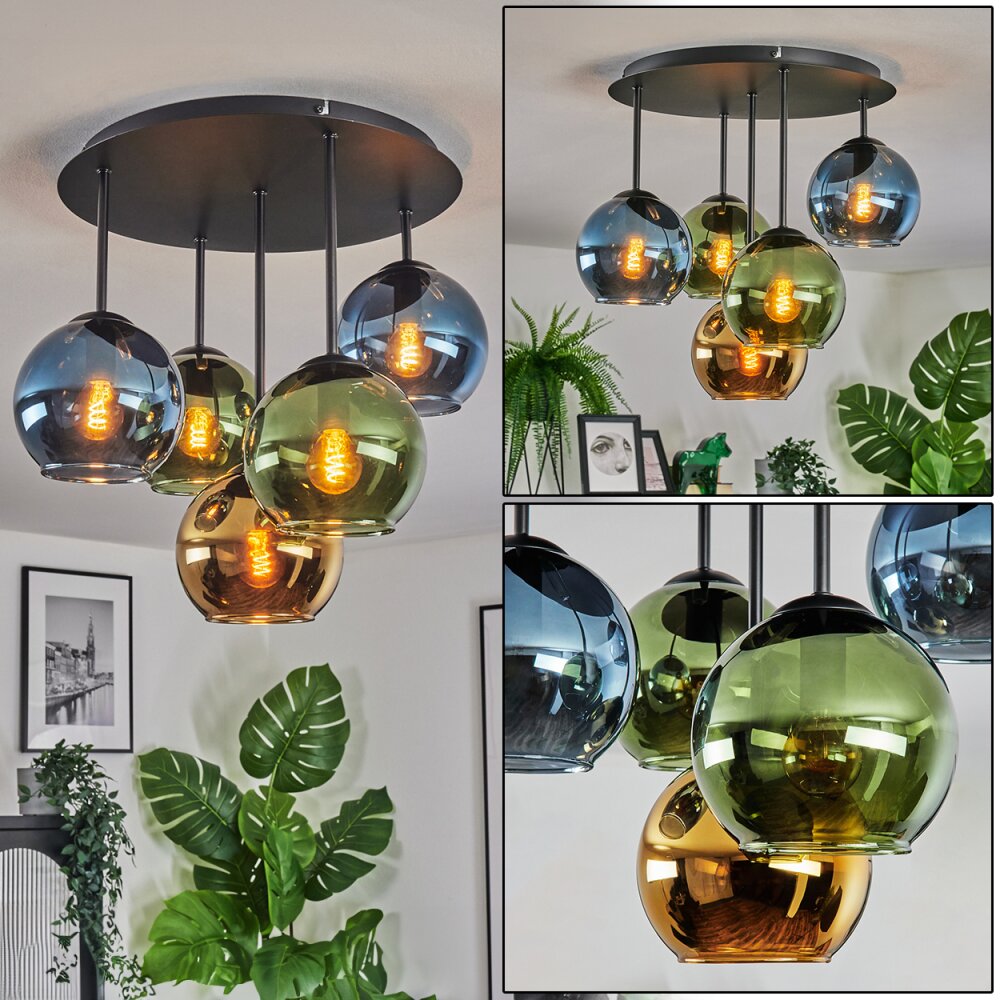 Koyoto Deckenleuchte Glas 15 cm Blau, Gold, Grün, 5-flammig main product photo