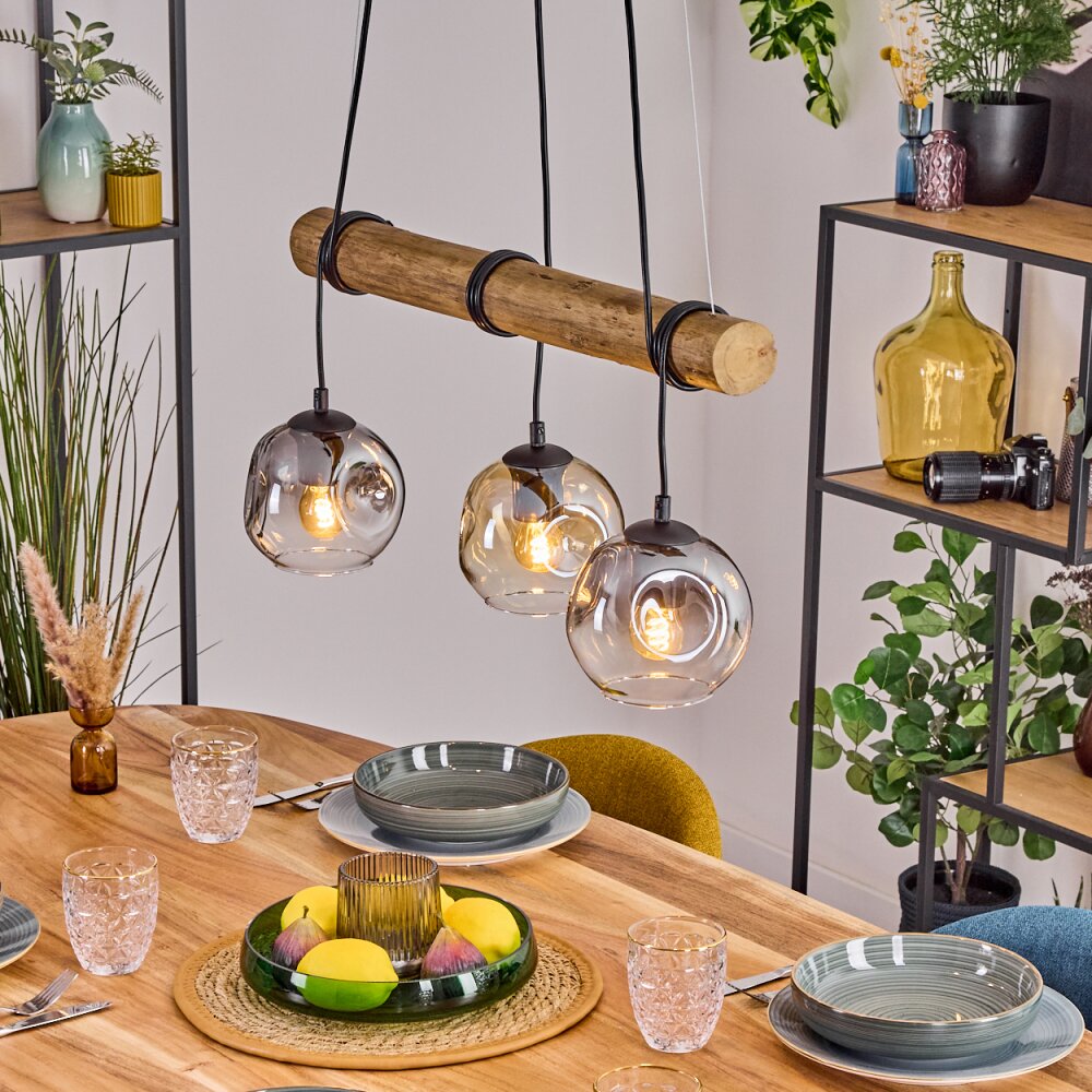 Ripoll Pendelleuchte Glas 15 cm Naturfarben, Schwarz, 3-flammig main product photo
