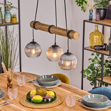 Koyoto Pendelleuchte Glas 15 cm Naturfarben, Schwarz, 3-flammig