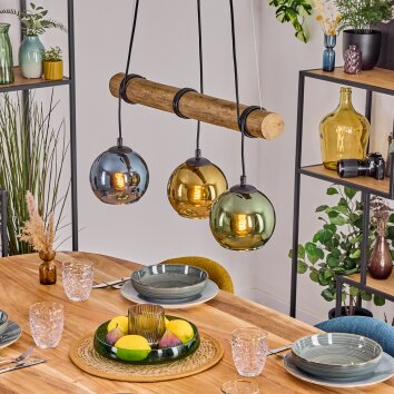 Koyoto Pendelleuchte Glas 15 cm Naturfarben, Schwarz, 3-flammig Koyoto Pendelleuchte Glas 15 cm Naturfarben, Schwarz, 3-flammig