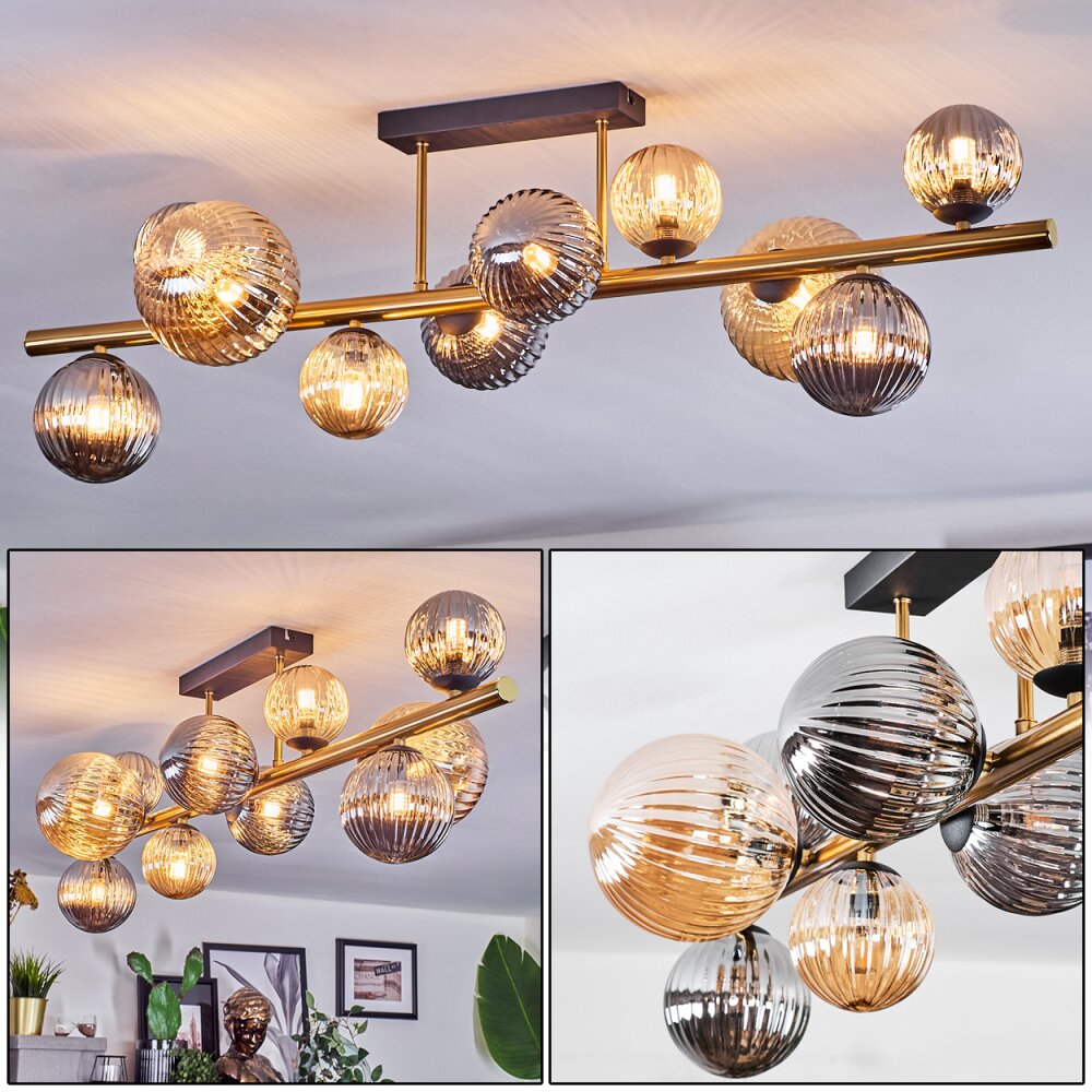 Chehalis Deckenleuchte Glas 10 cm, 12 cm, 15 cm Gold, Schwarz, 10-flammig main product photo