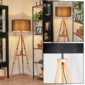 Flemming Stehleuchte 50 cm Naturfarben, Schwarz, 1-flammig Flemming Stehleuchte 50 cm Naturfarben, Schwarz, 1-flammig