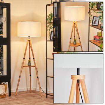 Flemming Stehleuchte 50 cm Naturfarben, Schwarz, 1-flammig