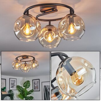 Ripoll Deckenleuchte Glas 15 cm Bernsteinfarben, Klar, 3-flammig