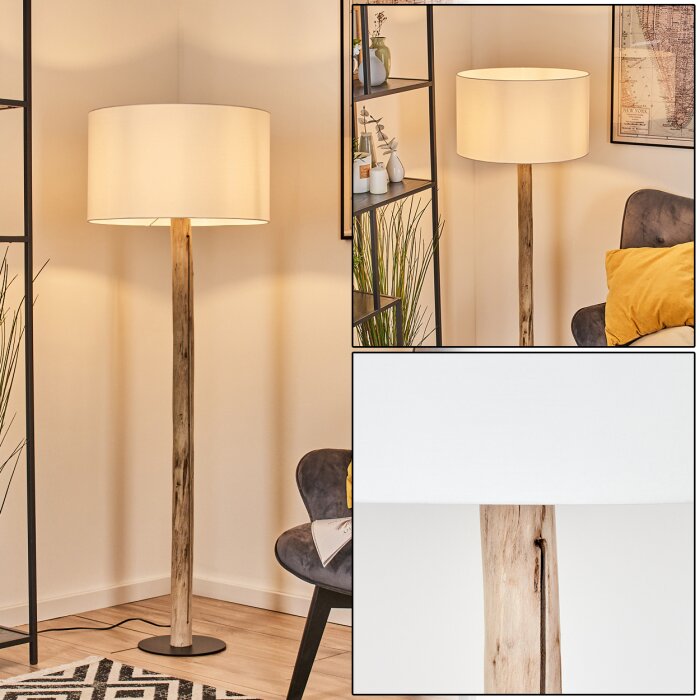 Flemming Stehleuchte 50 cm Naturfarben, Schwarz, 1-flammig