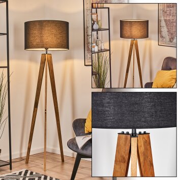 Flemming Stehleuchte 50 cm Naturfarben, Schwarz, 1-flammig