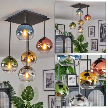 Koyoto Deckenleuchte Glas 15 cm Blau, Gold, Grün, Klar, Kupferfarben, Rauchfarben, 5-flammig
