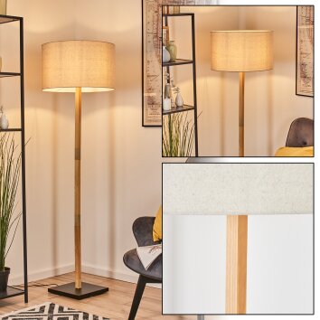 Flemming Stehleuchte 50 cm Naturfarben, Schwarz, 1-flammig