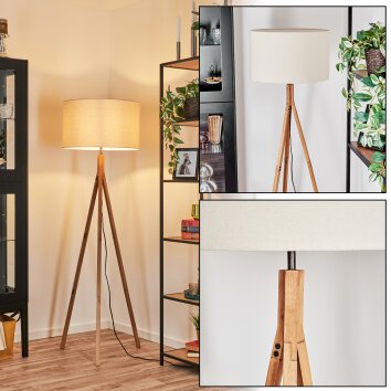 Flemming Stehleuchte 50 cm Naturfarben, Nickel-Matt, 1-flammig