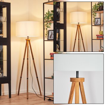 Flemming Stehleuchte 50 cm Holz dunkel, Schwarz, 1-flammig