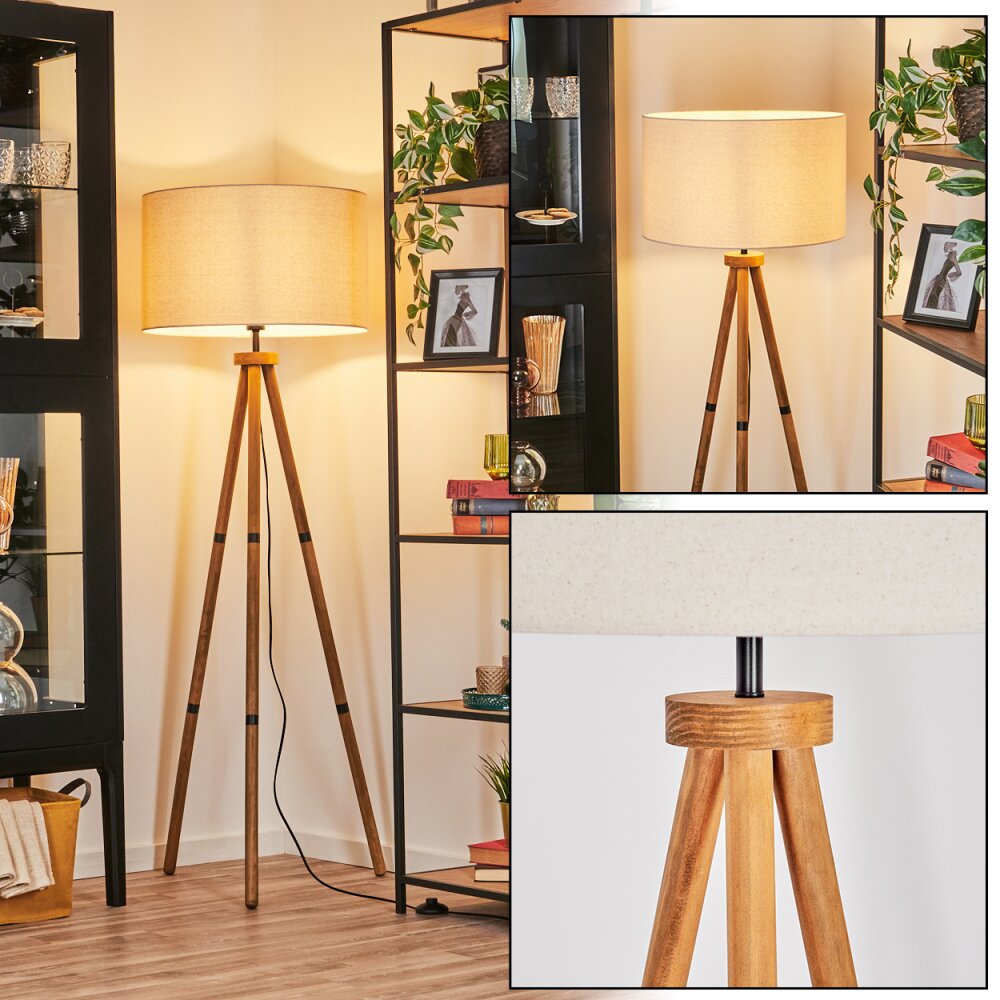 Flemming Stehleuchte 50 cm Holz dunkel, Schwarz, 1-flammig main product photo