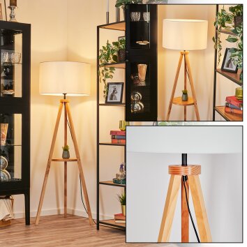 Flemming Stehleuchte 50 cm Naturfarben, Schwarz, 1-flammig