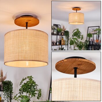 Sabadim Deckenleuchte 35 cm Naturfarben, Schwarz, 1-flammig