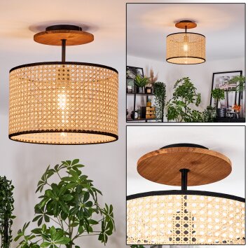 Ramila Deckenleuchte 35 cm Naturfarben, Schwarz, 1-flammig