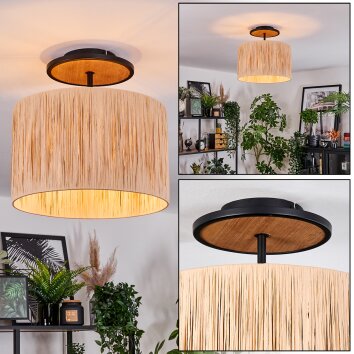 Granja Deckenleuchte 35 cm Naturfarben, Schwarz, 1-flammig