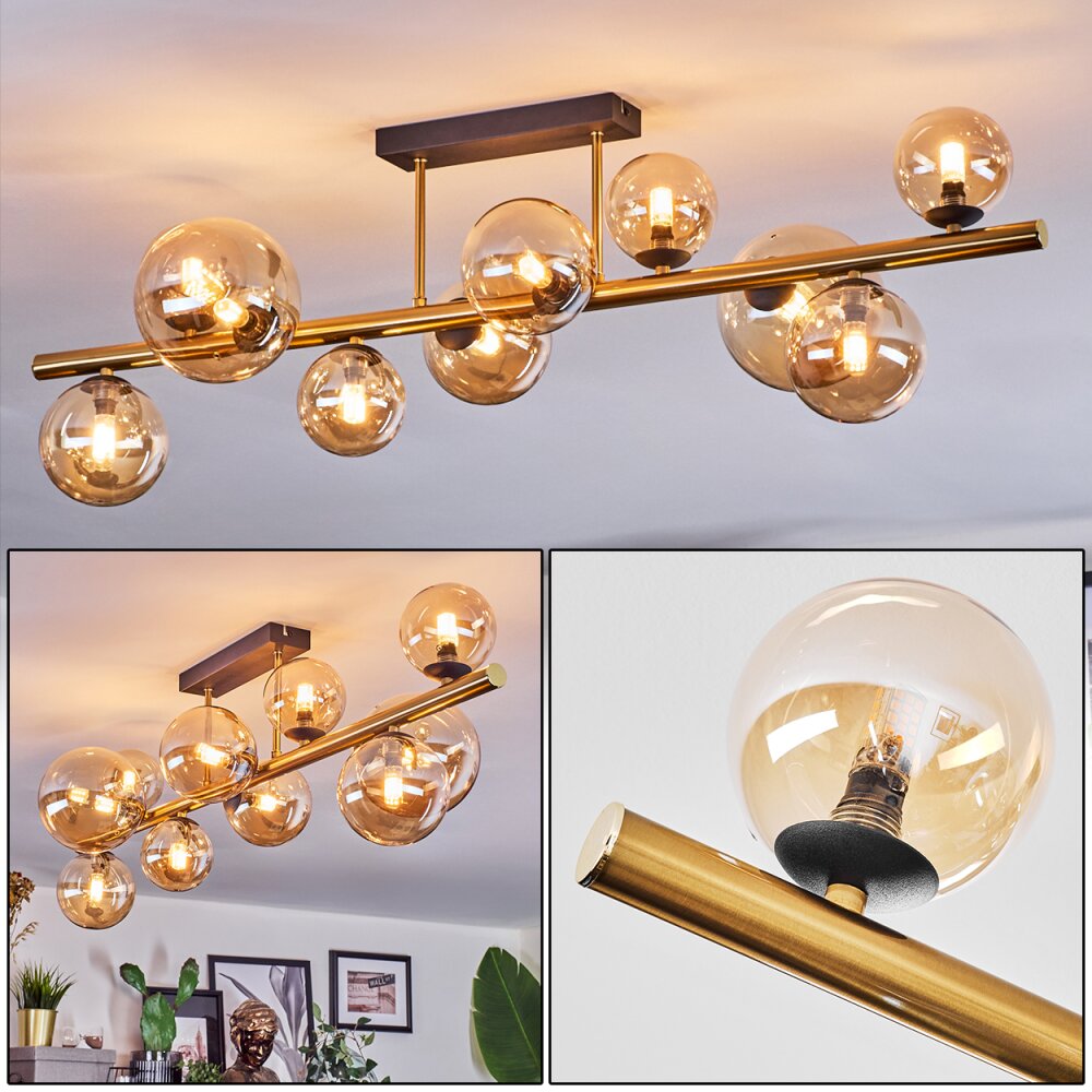 Chehalis Deckenleuchte Glas 10 cm, 12 cm, 15 cm Gold, Schwarz, 10-flammig main product photo