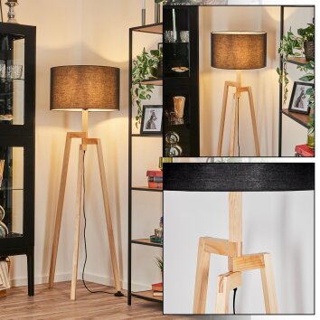 Flemming Stehleuchte 50 cm Naturfarben, Schwarz, 1-flammig