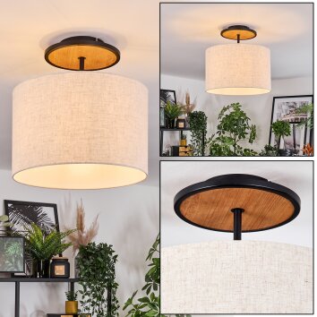 Bassagoda Deckenleuchte 35 cm Naturfarben, Schwarz, 1-flammig