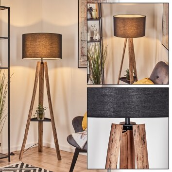 Flemming Stehleuchte 50 cm Naturfarben, Schwarz, 1-flammig