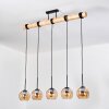 Koyoto Pendelleuchte Glas 15 cm Naturfarben, Schwarz, 5-flammig