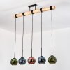 Koyoto Pendelleuchte Glas 15 cm Naturfarben, Schwarz, 5-flammig