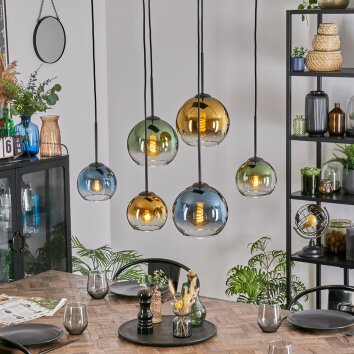 Koyoto Hängeleuchte Glas 15 cm, 20 cm Blau, Gold, Grün, Klar, 6-flammig Koyoto Hängeleuchte Glas 15 cm, 20 cm Blau, Gold, Grün, Klar, 6-flammig