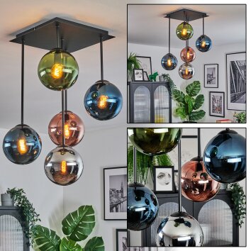 Gastor Deckenleuchte Glas 15 cm Blau, Chrom, Grün, Kupferfarben, Rauchfarben, 5-flammig Gastor Deckenleuchte Glas 15 cm Blau, Chrom, Grün, Kupferfarben, Rauchfarben, 5-flammig