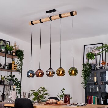 Koyoto Pendelleuchte Glas 15 cm Naturfarben, Schwarz, 5-flammig Koyoto Pendelleuchte Glas 15 cm Naturfarben, Schwarz, 5-flammig