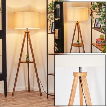 Flemming Stehleuchte 50 cm Holz dunkel, Schwarz, 1-flammig
