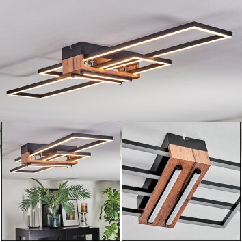 Macos Deckenleuchte LED Chrom, Holzoptik, Schwarz, 1-flammig