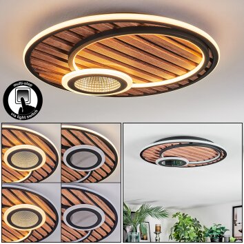 Meron Deckenleuchte LED Holzoptik, Schwarz, 1-flammig Meron Deckenleuchte LED Holzoptik, Schwarz, 1-flammig