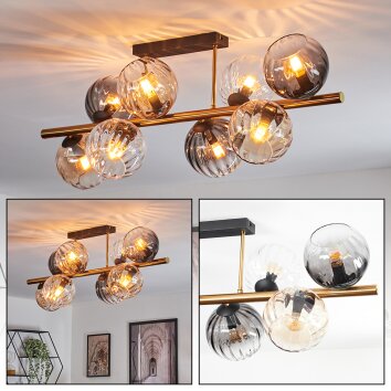 Koyoto Deckenleuchte Glas 15 cm Gold, Schwarz, 8-flammig