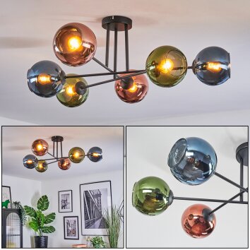 Koyoto Deckenleuchte Glas 15 cm Blau, Grün, Kupferfarben, 6-flammig