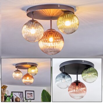 Chehalis Deckenleuchte Glas 12 cm, 15 cm Blau, Grün, Klar, Kupferfarben, 3-flammig