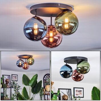 Chehalis Deckenleuchte Glas 15 cm Blau, Grün, Kupferfarben, 3-flammig