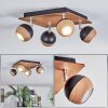 Haldor Deckenleuchte Chrom, Holzoptik, Schwarz, 4-flammig