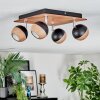 Haldor Deckenleuchte Chrom, Holzoptik, Schwarz, 4-flammig