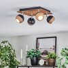 Haldor Deckenleuchte Chrom, Holzoptik, Schwarz, 4-flammig