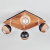 Haldor Deckenleuchte Chrom, Holzoptik, Schwarz, 4-flammig