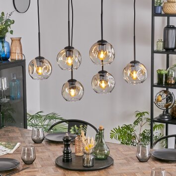 Ripoll Hängeleuchte Glas 15 cm Bernsteinfarben, Klar, 6-flammig