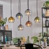 Koyoto Hängeleuchte Glas 15 cm Blau, Gold, Klar, Kupferfarben, Rauchfarben, 6-flammig
