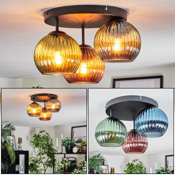 Koyoto Deckenleuchte Glas 15 cm Blau, Grün, Kupferfarben, 3-flammig