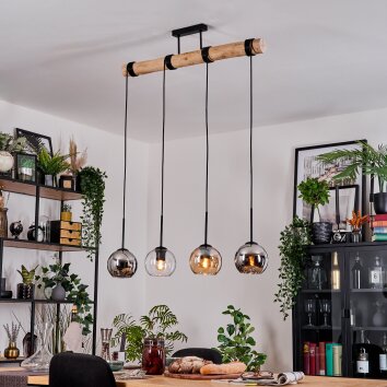 Koyoto Hängeleuchte Glas 15 cm Naturfarben, Schwarz, 4-flammig